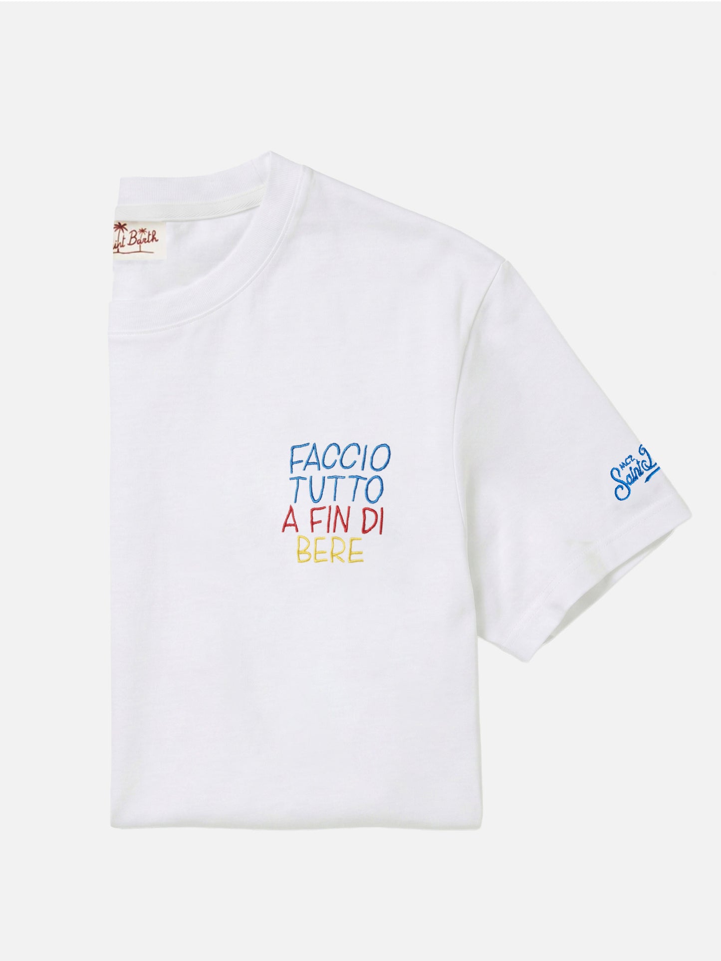White Portofino T-shirt with Faccio Tutto A Fin Di Bere embroidery | Special Edition