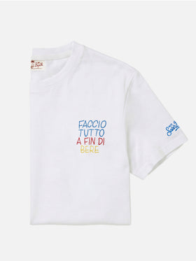 White Portofino T-shirt with Faccio Tutto A Fin Di Bere embroidery | Special Edition