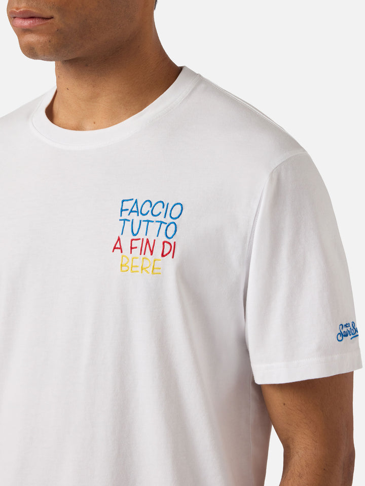 Camiseta Portofino blanca con bordado Faccio Tutto A Fin Di Bere | Edición Especial 