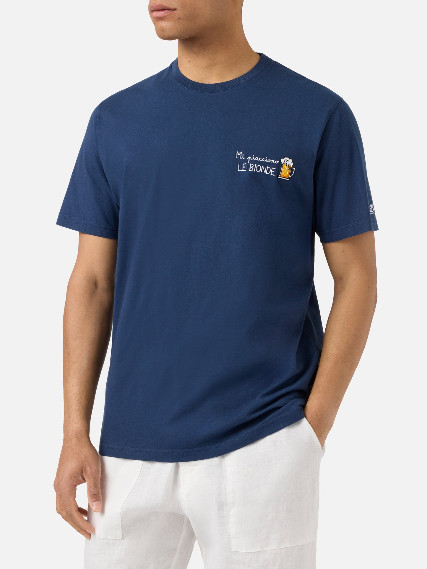 T-shirt Portofino blu con ricamo Mi Piacciono Le Bionde