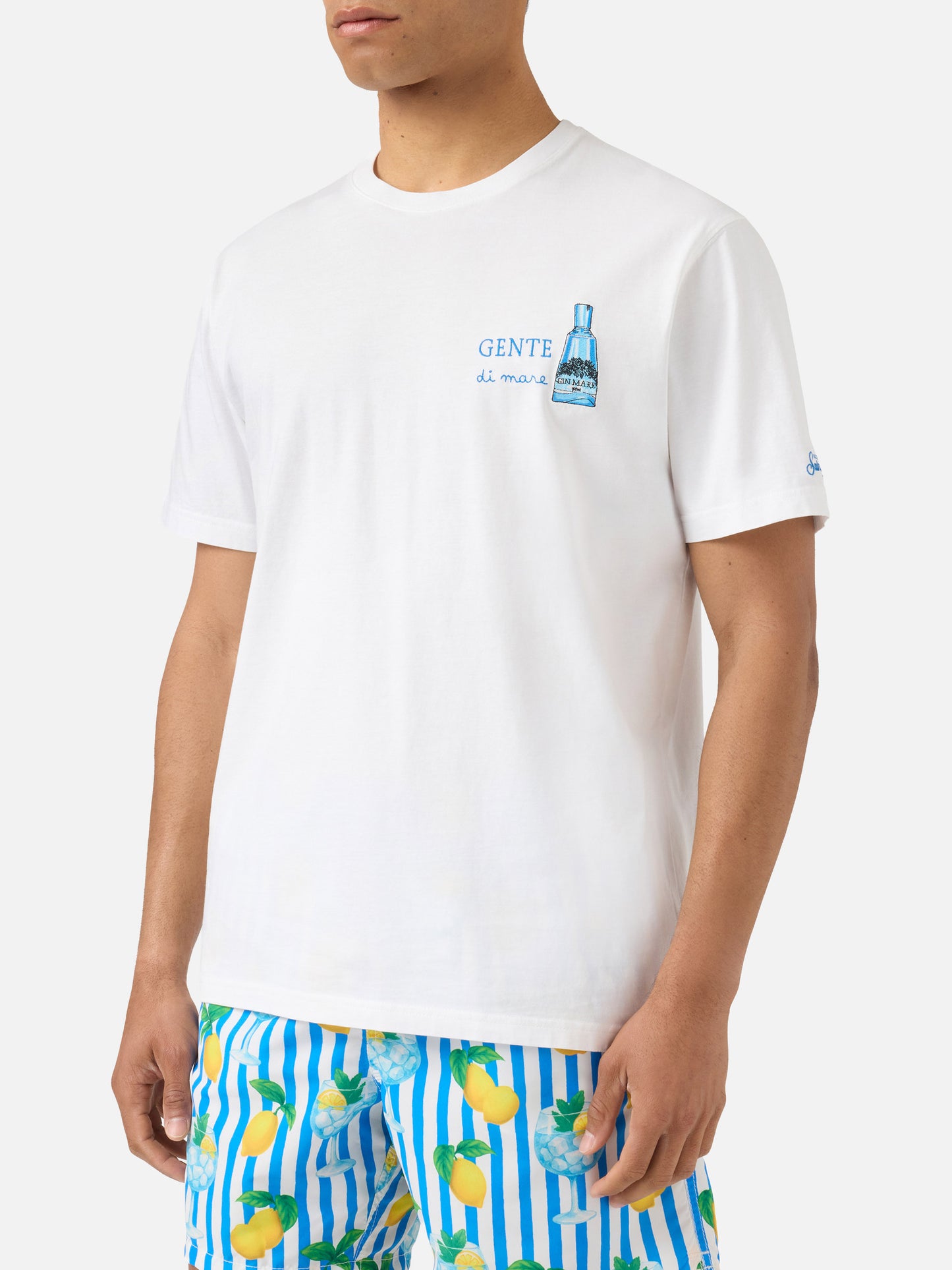 T-shirt Portofino blanc avec broderie Gente Di Mare | Édition spéciale 