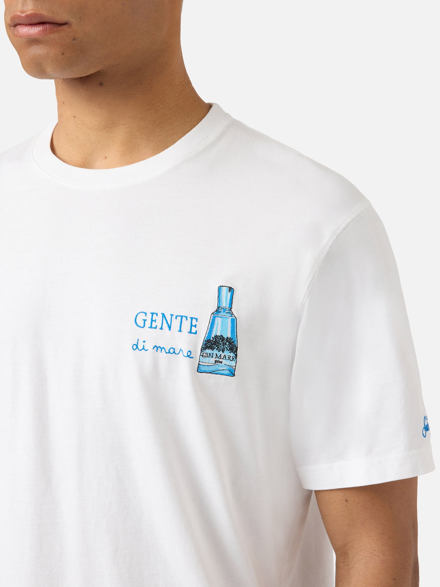T-shirt Portofino blanc avec broderie Gente Di Mare | Édition spéciale 