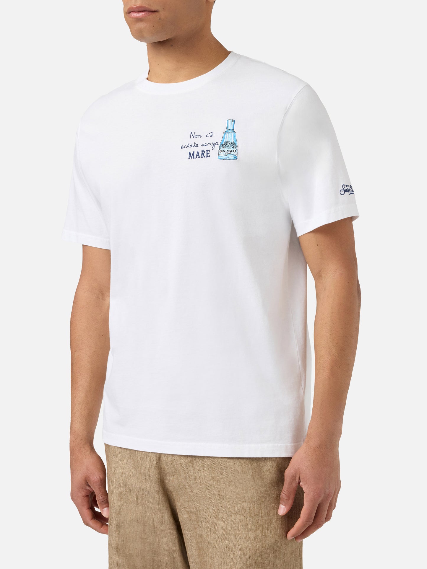 T-shirt Portofino blanc avec broderie Non C'è Estate Senza Mare | Édition spéciale 