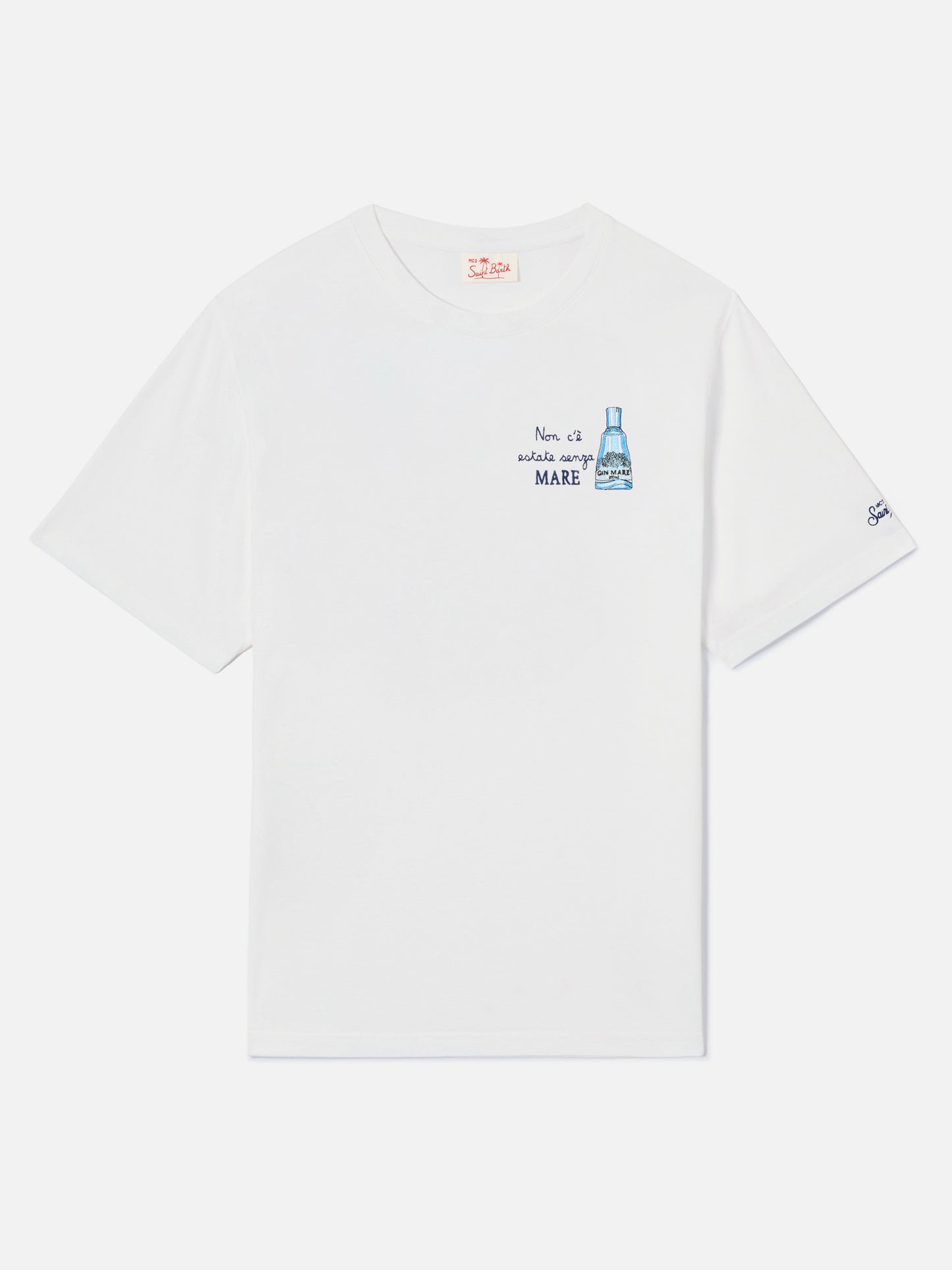T-shirt Portofino blanc avec broderie Non C'è Estate Senza Mare | Édition spéciale 