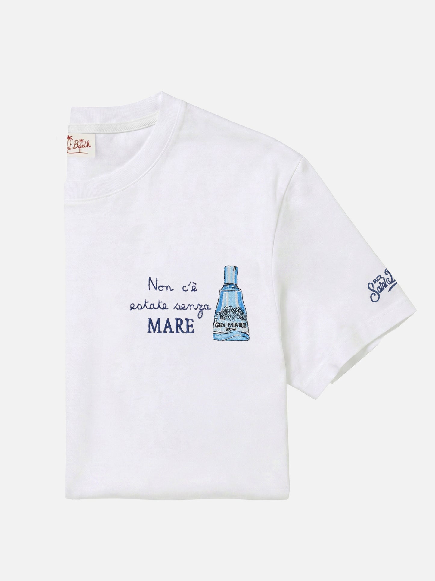 T-shirt Portofino blanc avec broderie Non C'è Estate Senza Mare | Édition spéciale 