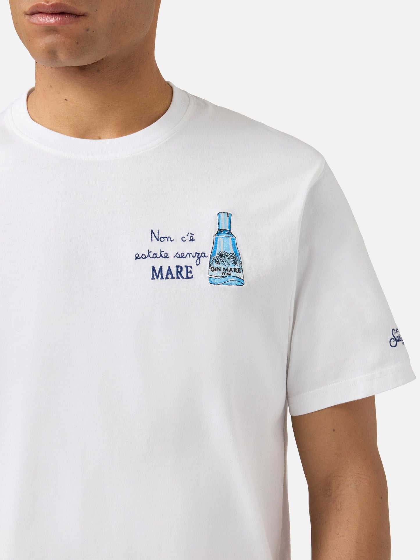 T-shirt Portofino blanc avec broderie Non C'è Estate Senza Mare | Édition spéciale 