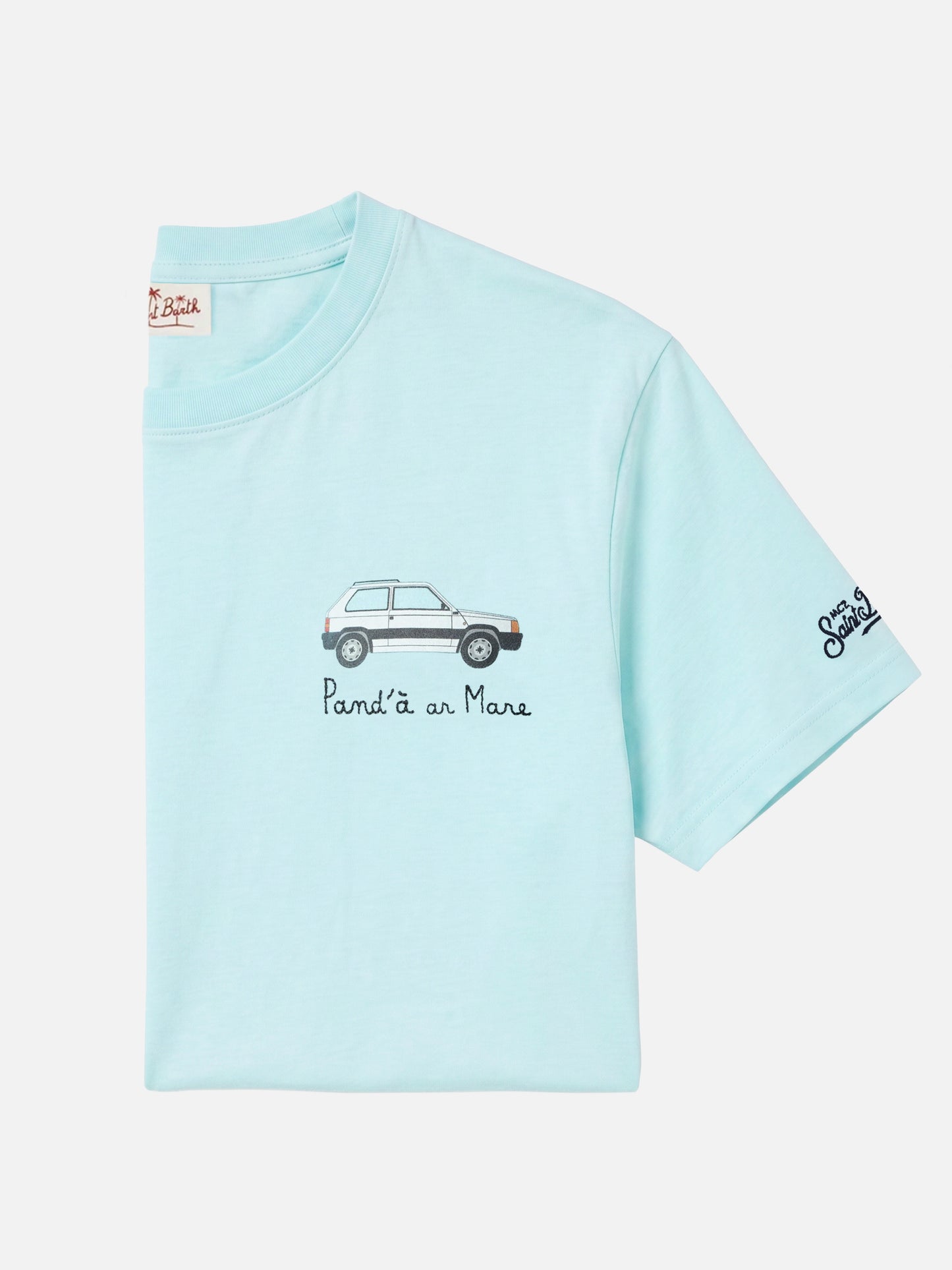T-shirt Portofino turquoise doux avec broderie Pand'à Ar Mare | Édition spéciale 