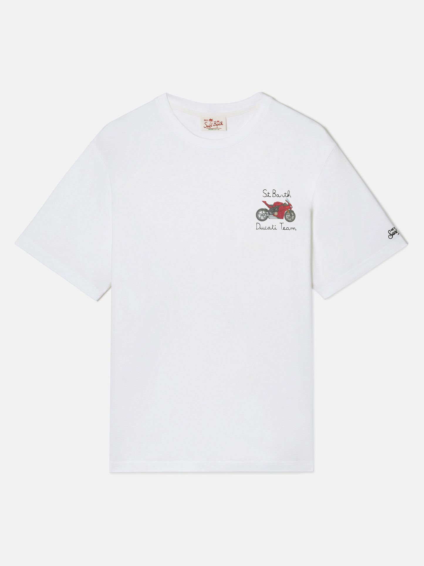 T-shirt Portofino blanc avec broderie Ducati Team | Édition spéciale 