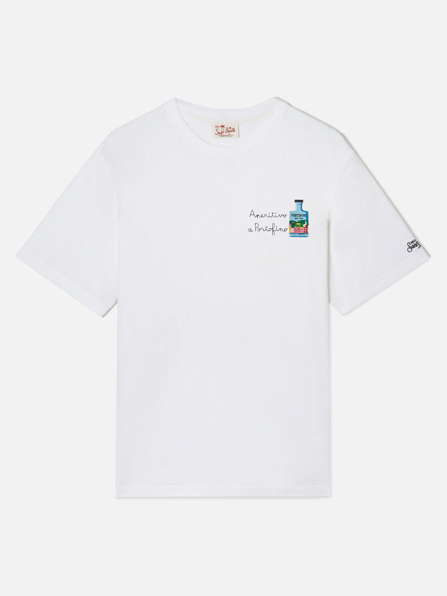 Camiseta Portofino blanca con bordado Aperitivo A Portofino | Edición Especial 