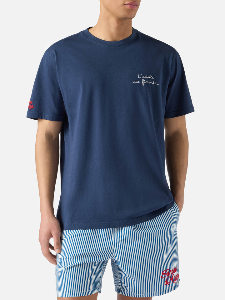 T-shirt Portofino blu con ricamo L'estate Sta Finendo