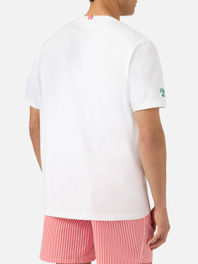 Camiseta Portofino blanca con bordado Pizza Fredda Birra Calda 