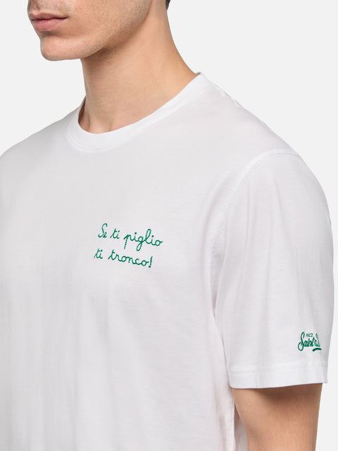 Classic fit cotton jersey t-shirt Portofino with Se ti piglio ti tronco! embroidery |SAPORE DI MARE SPECIAL EDITION - MC2 Saint Barth