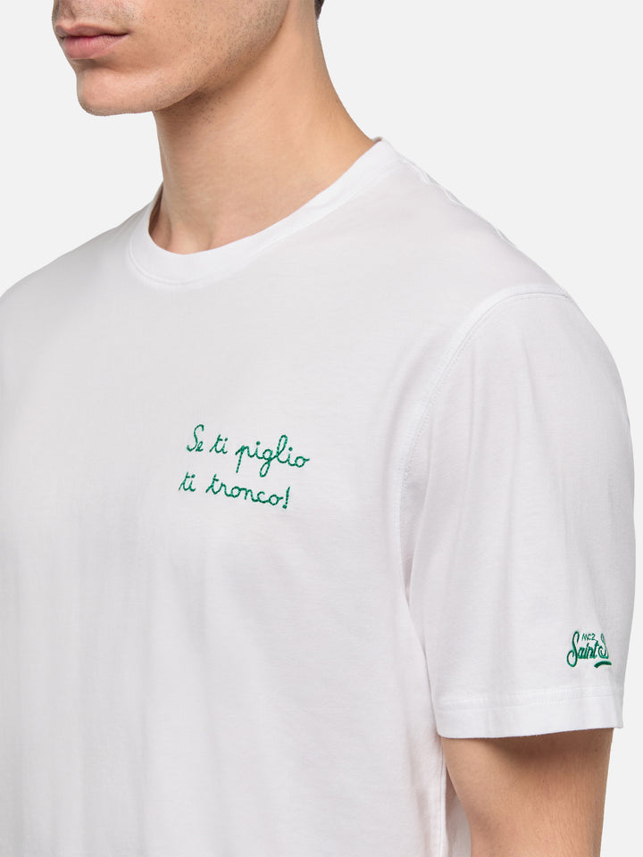Classic fit cotton jersey t-shirt Portofino with Se ti piglio ti tronco! embroidery |SAPORE DI MARE SPECIAL EDITION - MC2 Saint Barth