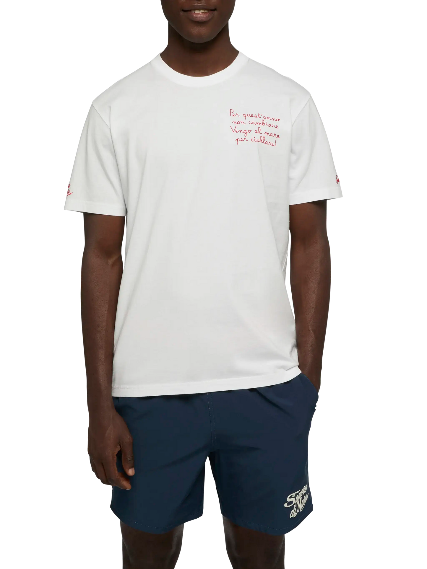 Classic fit cotton jersey t-shirt Portofino with Vengo al mare embroidery |SAPORE DI MARE SPECIAL EDITION - MC2 Saint Barth