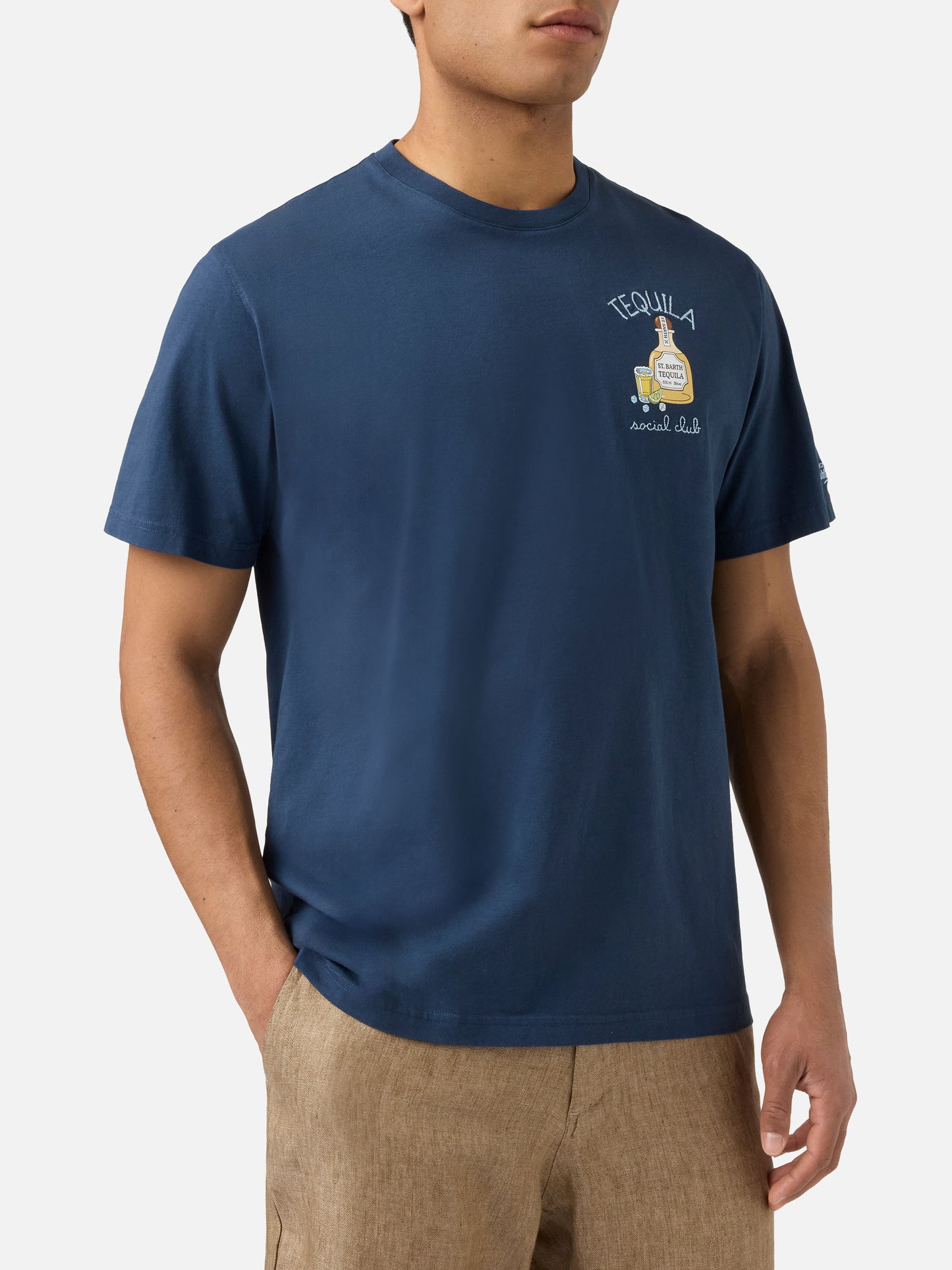 T-shirt Portofino bleu avec broderie Tequila Social Club 