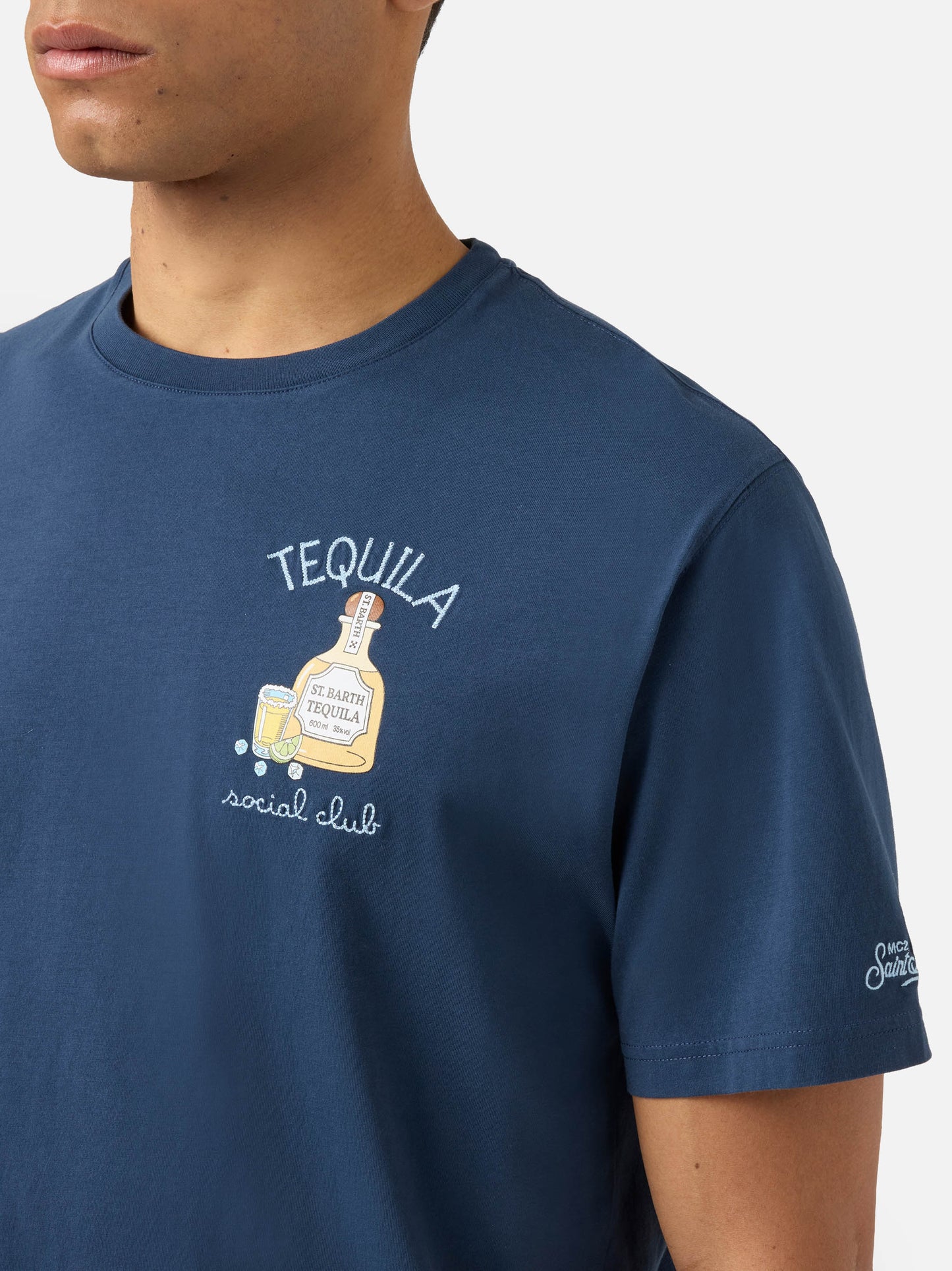 T-shirt Portofino bleu avec broderie Tequila Social Club 