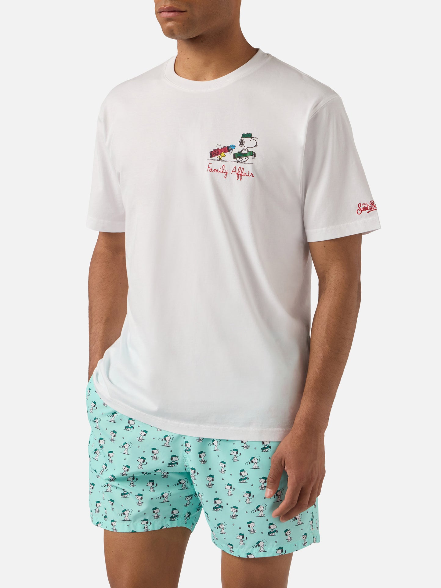 Camiseta Portofino blanca con bordado Snoopy Family Affair | Edición Especial 