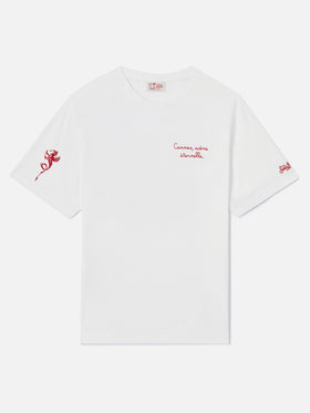 White Portofino T-shirt with AS Cannes Cannes scène éternelle embroidery | AS CANNES SPECIAL EDITION