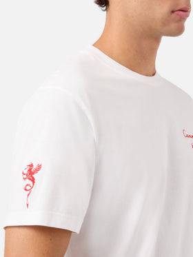T-shirt Portofino blanc avec broderie AS Cannes Cannes scène éternelle | AS CANNES SPECIAL EDITION 