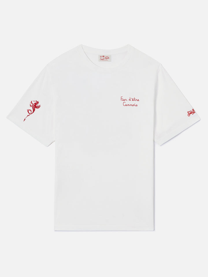 White Portofino T-shirt with AS Cannes Fier d'être Cannois embroidery | Special Edition