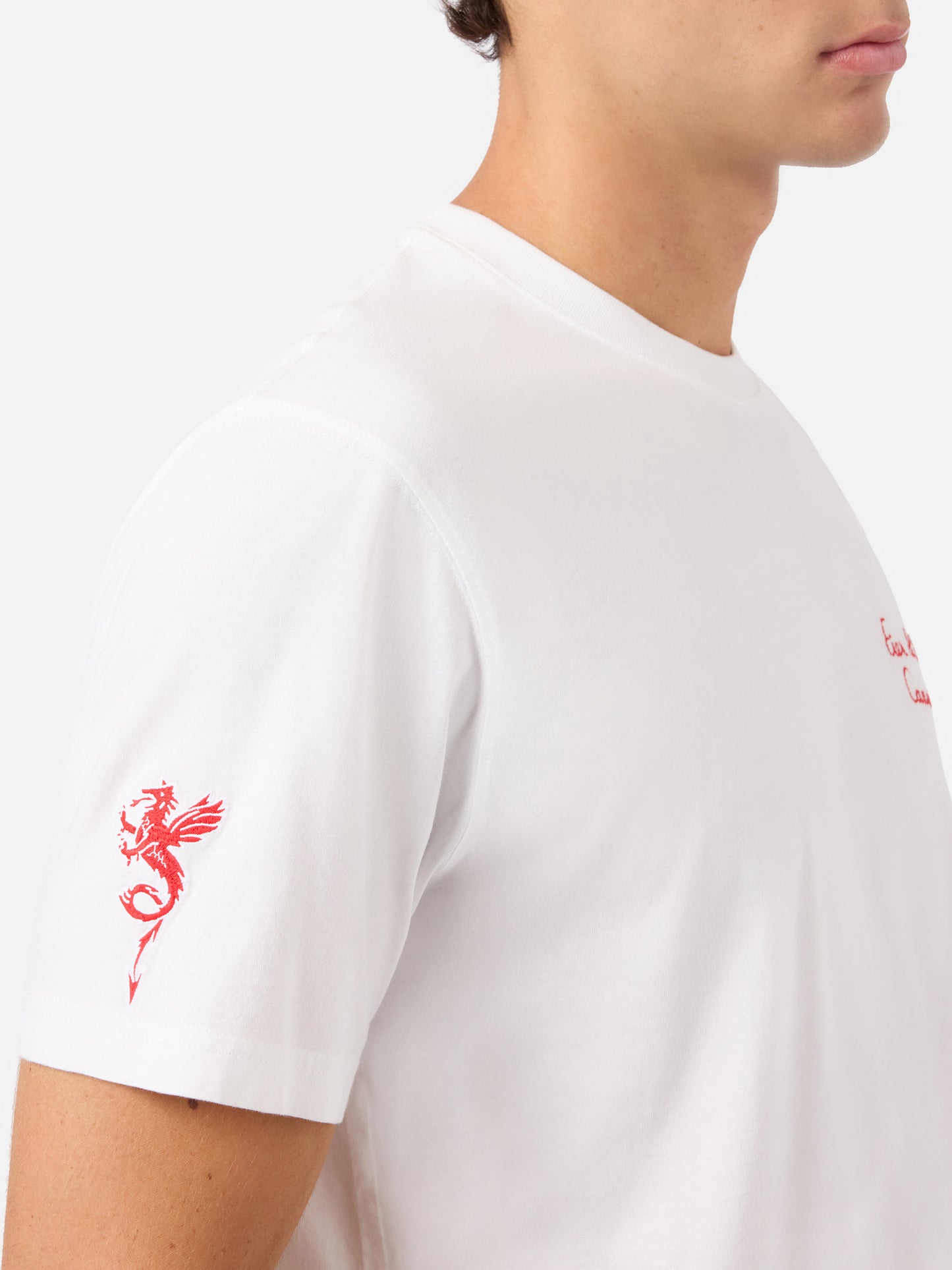White Portofino T-shirt with AS Cannes Fier d'être Cannois embroidery | Special Edition