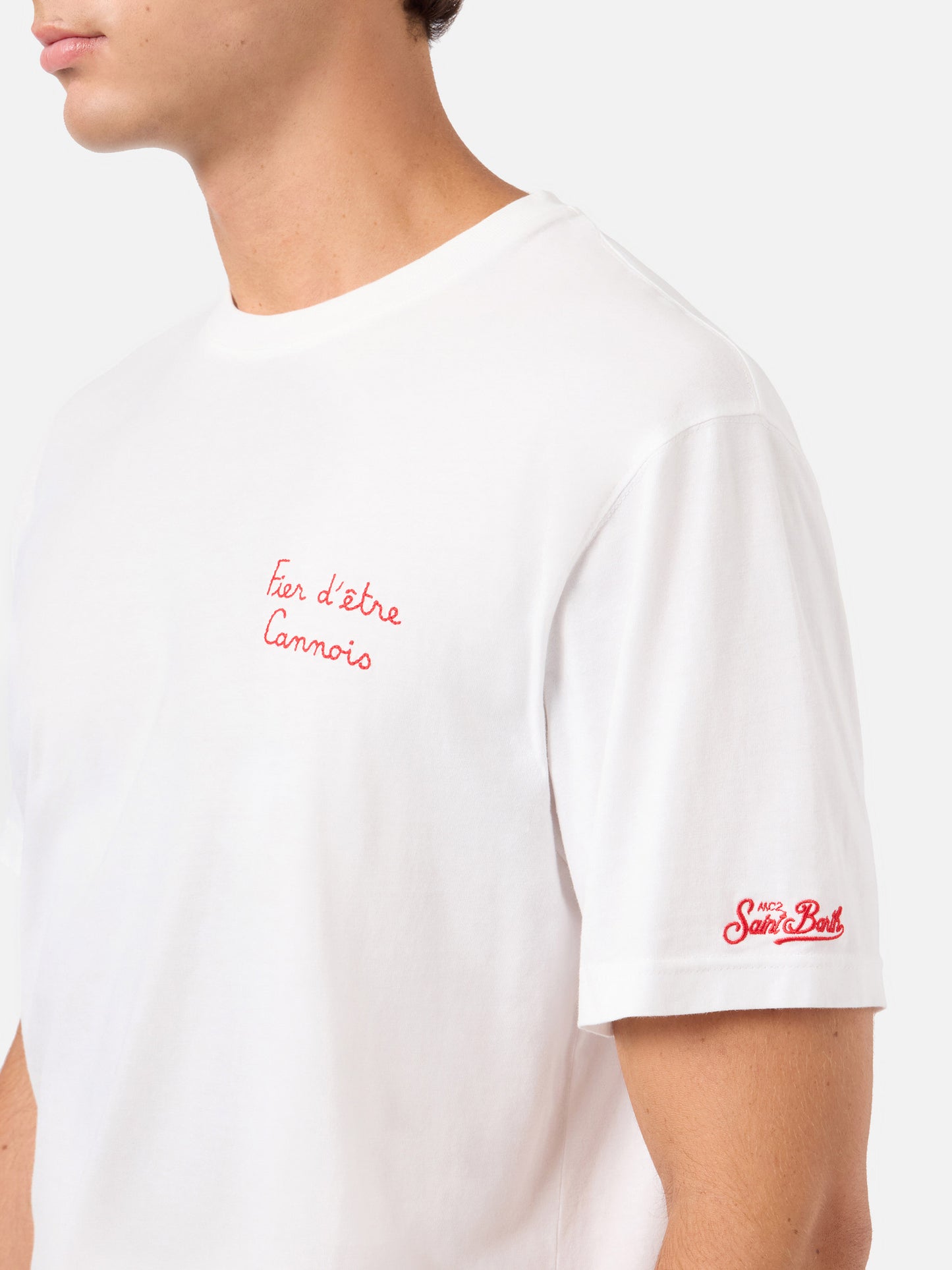 White Portofino T-shirt with AS Cannes Fier d'être Cannois embroidery | Special Edition