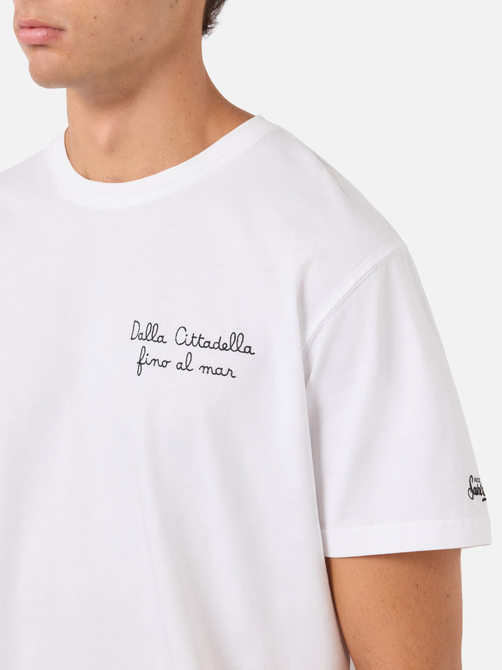 Camiseta Portofino blanca con bordado Pisa SC Dalla Cittadella fino al mar | PISA SC SPECIAL EDITION 