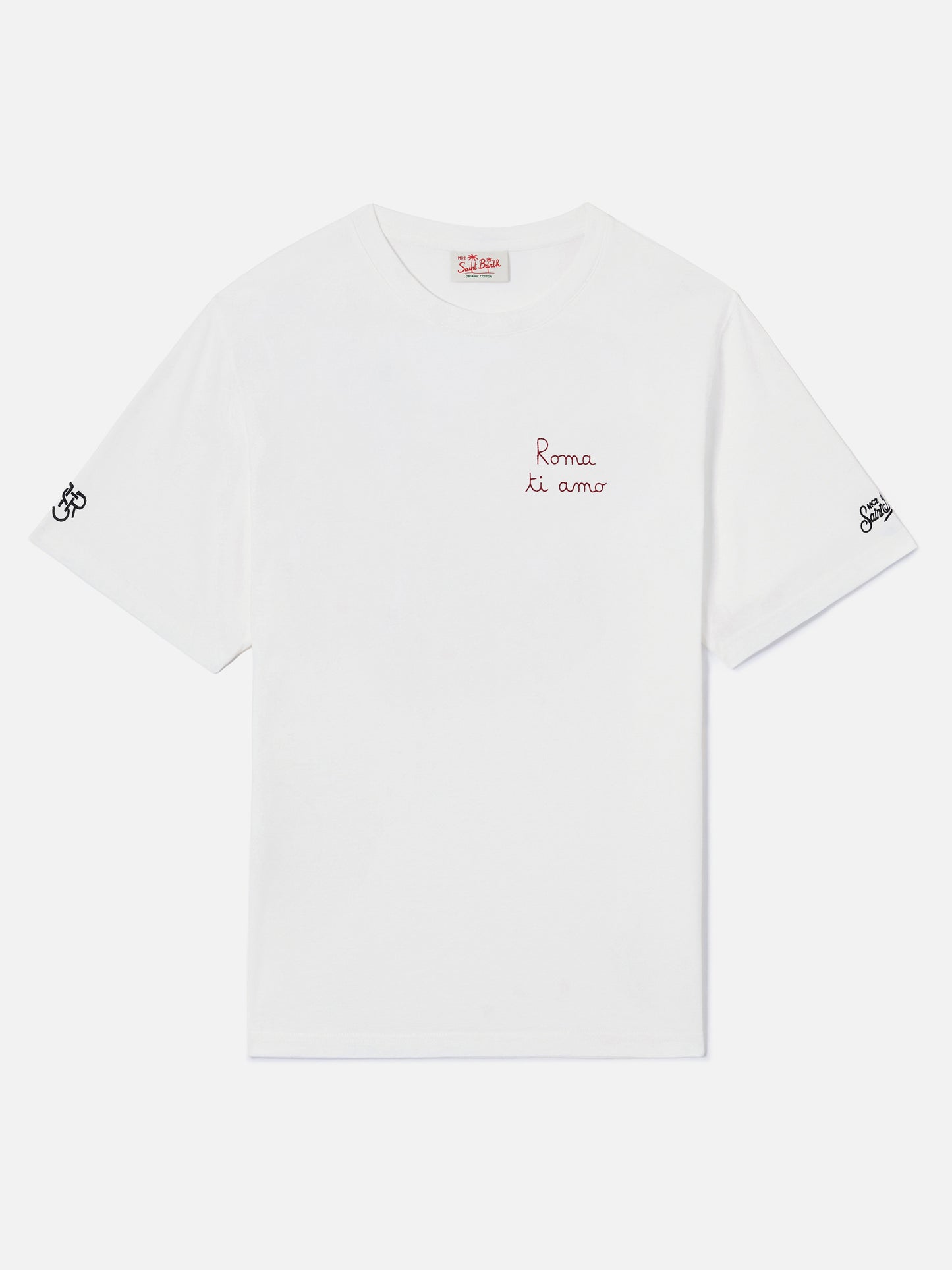 White Portofino T-shirt with Roma ti amo embroidery | AS ROMA SPECIAL EDITION