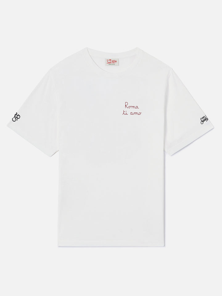 Camiseta Portofino blanca con bordado Roma ti amo | AS ROMA SPECIAL EDITION 