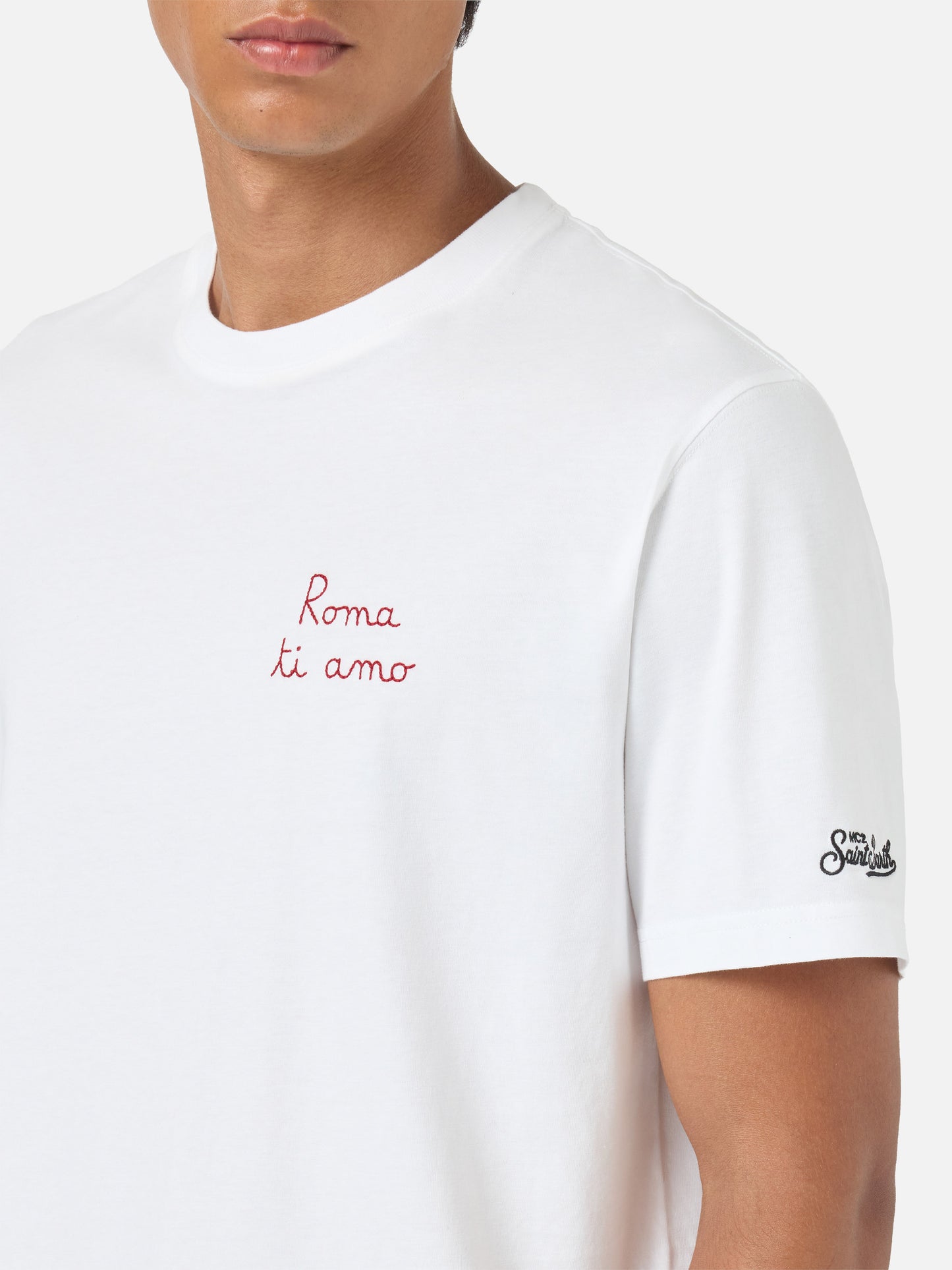 Weißes Portofino T-Shirt mit Roma ti amo-Stickerei | AS ROMA SPECIAL EDITION 