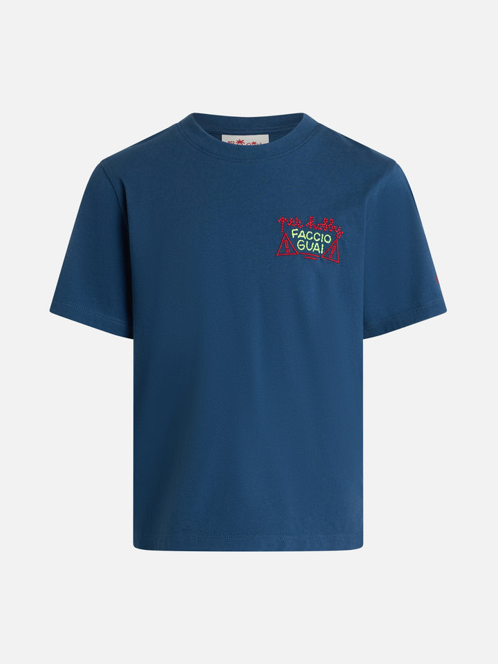 Boy cotton jersey t-shirt Portofino Jr with Per hobby faccio guai embroidery | INSULTI LUMINOSI SPECIAL EDITION - MC2 Saint Barth