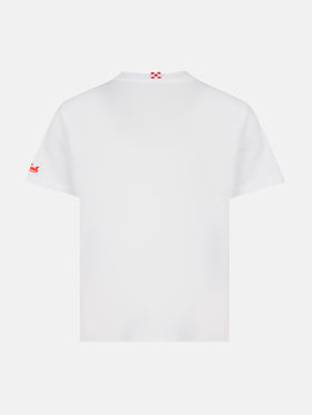 Portofino Jr cotton jersey t-shirt with Coi miei ci vuole pazienza embroidery - MC2 Saint Barth