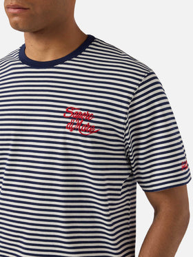 T-shirt Portofino à rayures bleues avec broderie Sapore di Mare | Édition Spéciale 