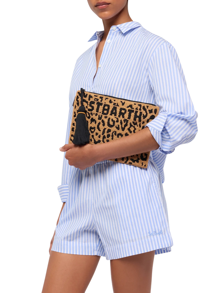 Pouch Pearl beaded leopard pouch