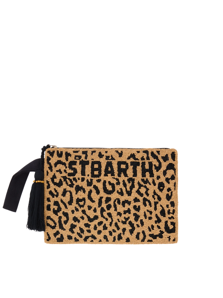 Pouch Pearl beaded leopard pouch