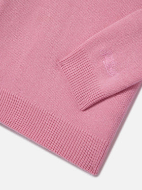 Pull col rond Princess en maille rose avec lettrage Monella 