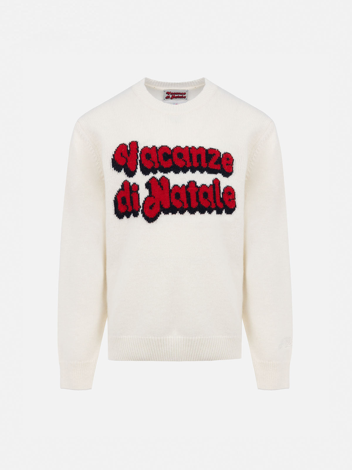 Off white Princess crewneck sweater with Vacanze di Natale jacquard | Special edition
