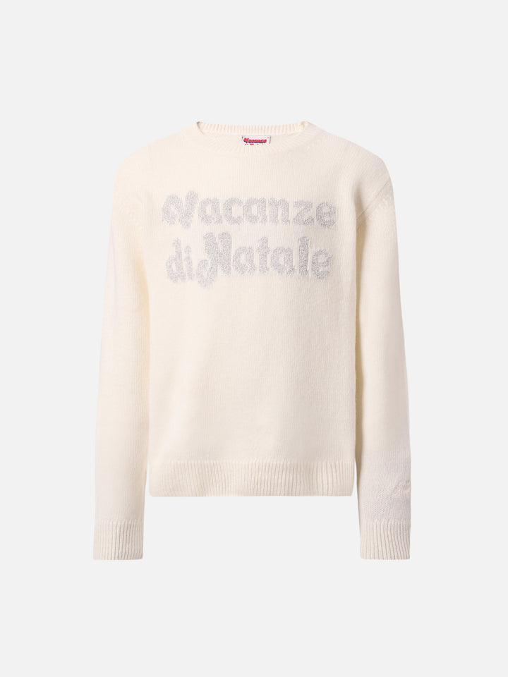 Princess cashmere-blend crewneck with Vacanze di Natale lurex jacquard | VACANZE DI NATALE SPECIAL EDITION