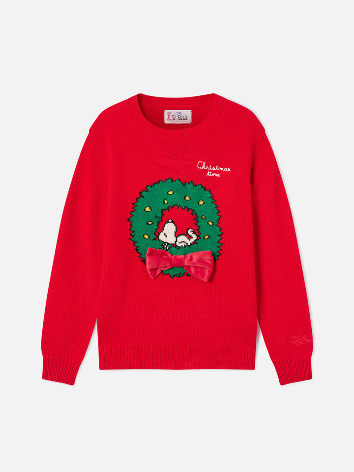 Pull col rond en maille Red Princess avec patch Snoopy | Special edition 
