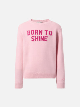 Princess cashmere-blend crewneck with Born to Shine lurex jacquard