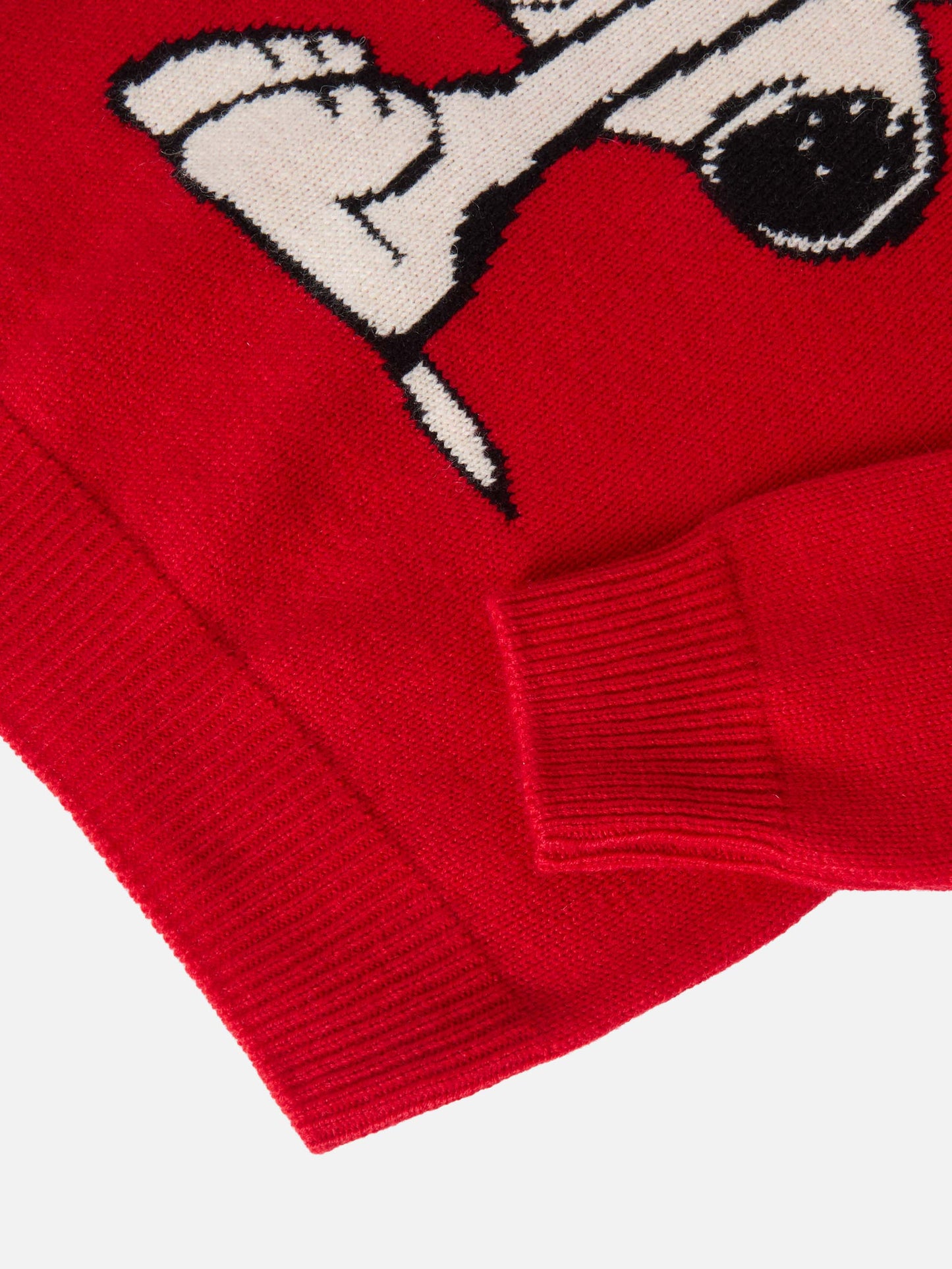 Jersey de cuello redondo Princess en mezcla de cashmere con jacquard de Snoopy y aplique de lazo de terciopelo | PEANUTS SPECIAL EDITION 