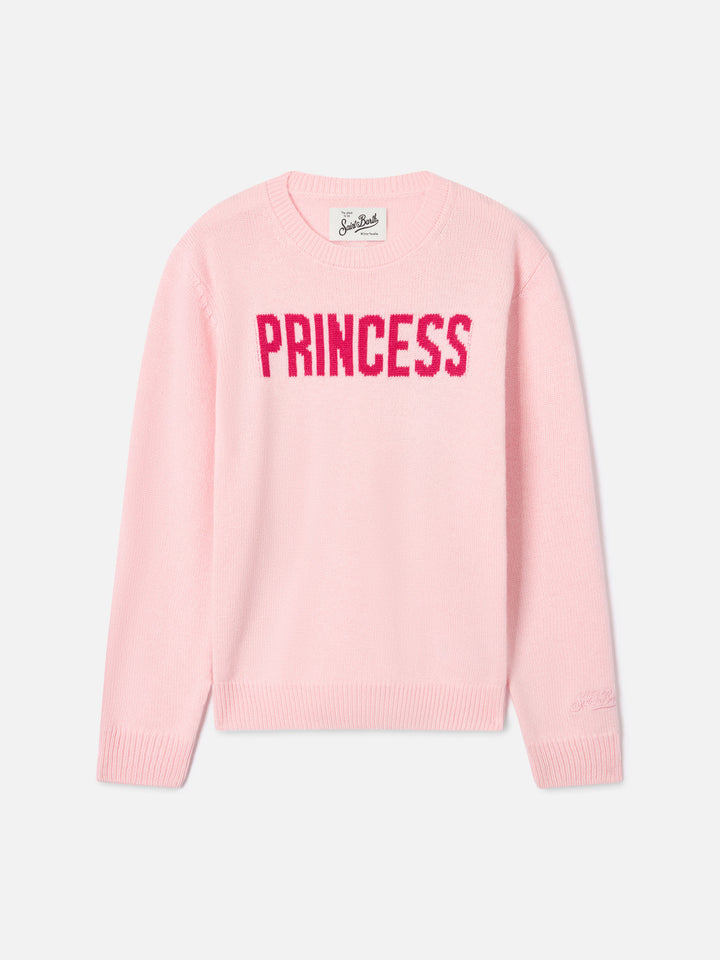 Jersey de punto con cuello redondo Pink Princess con intarsia Princess 