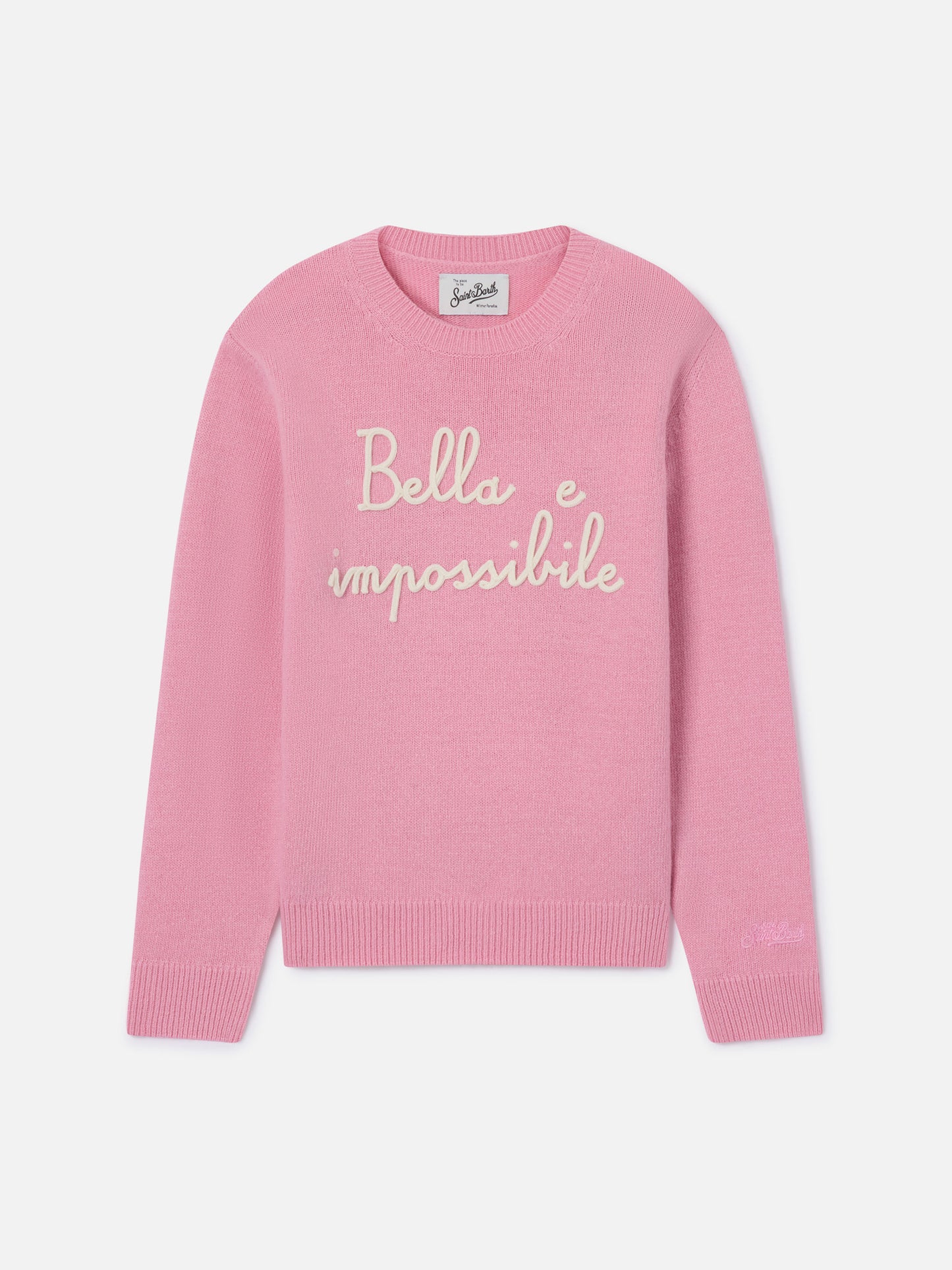 Pull à col rond Princess en rose avec broderie Bella Impossibile 