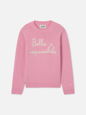 Pull à col rond Princess en rose avec broderie Bella Impossibile 