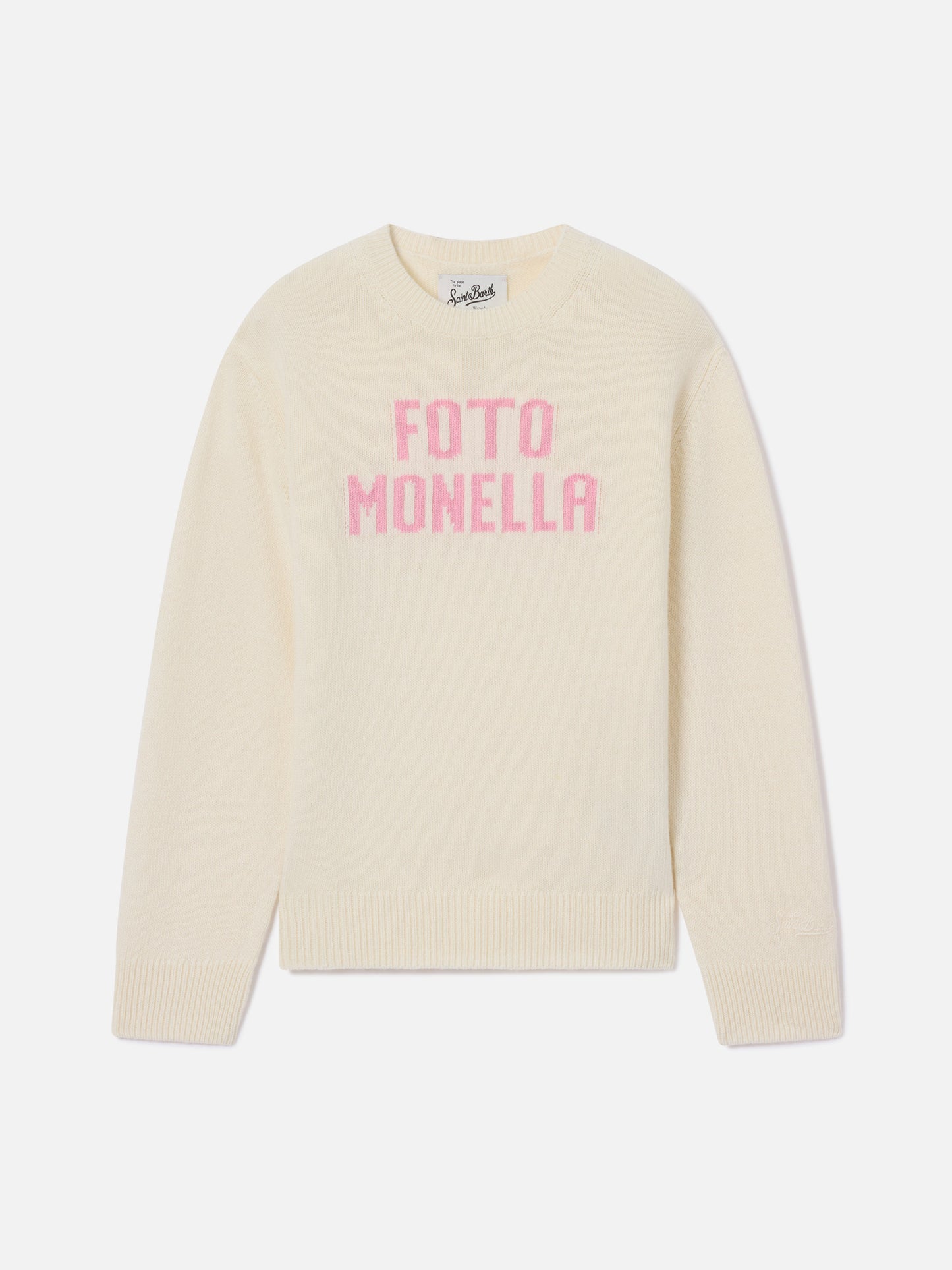 Jersey de punto con cuello redondo Princess en gris con inscripción Foto Monella 