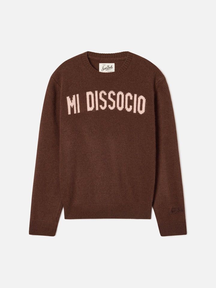 Jersey de punto con cuello redondo Brown Princess con intarsia Mi Dissocio 