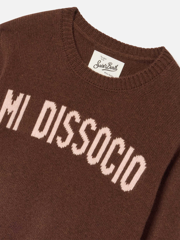 Jersey de punto con cuello redondo Brown Princess con intarsia Mi Dissocio 