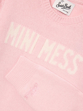 Jersey de punto con cuello redondo Pink Princess con intarsia Mini Mess 
