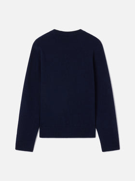 Jersey de punto con cuello redondo Princess en azul marino blue con bordado Zero Sbatti 