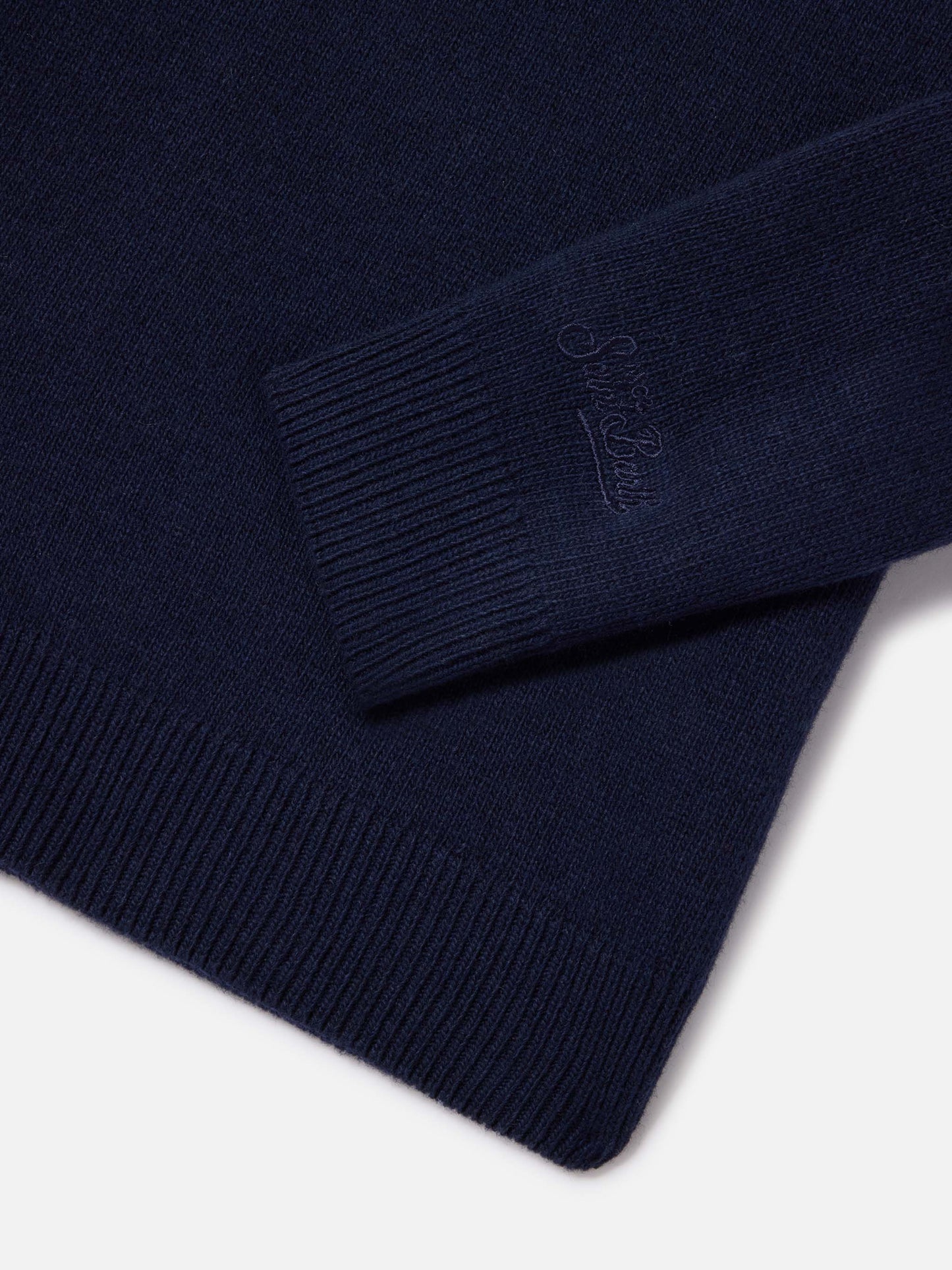 Jersey de punto con cuello redondo Princess en azul marino blue con bordado Zero Sbatti 